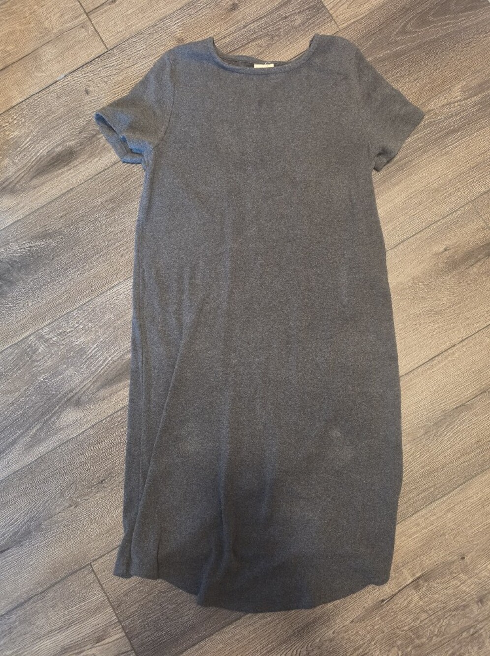 Organic Cotton Short-Sleeve Gray Midi T-shirt Dress